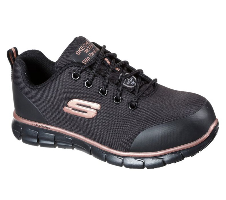 Skechers Sure Track - Chiton Alloy Toe - Womens Sneakers Black/Rose Gold [AU-EW0211]